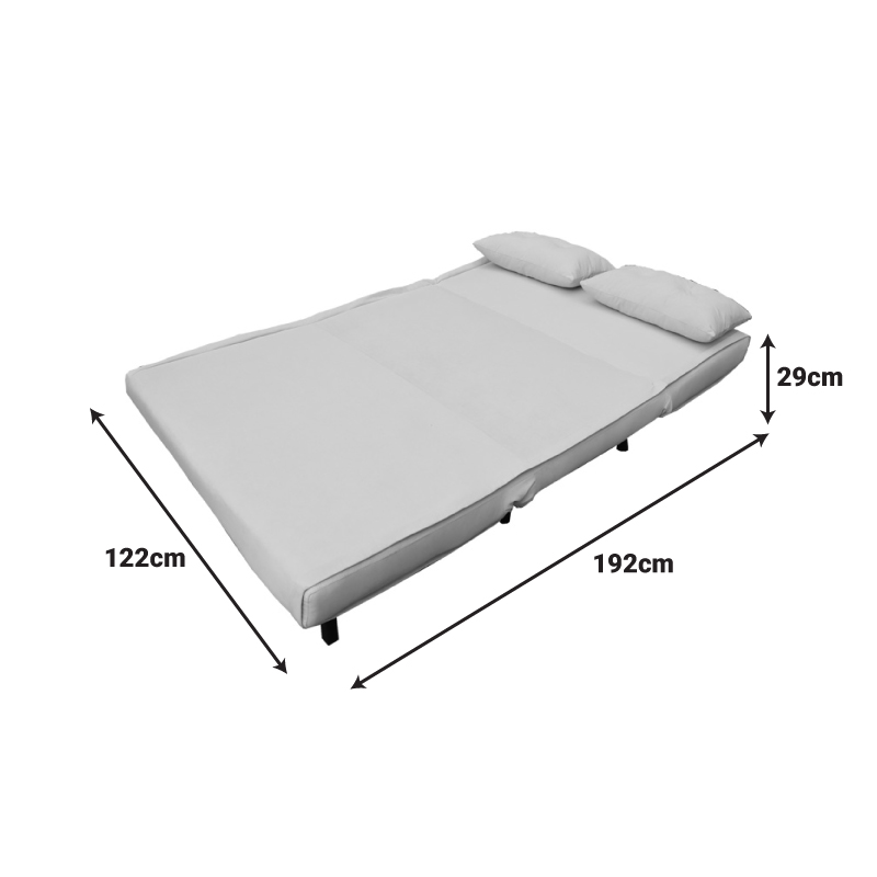 Sofa-bed Josuane pakoworld two-seater cream velvet- black wooden leg 122x80x81cm