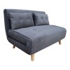 Josuane  pakoworld two-seater sofa bed, anthracite velvet, natural wooden legs, 122x80x81cm