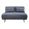 Josuane  pakoworld two-seater sofa bed, anthracite velvet, natural wooden legs, 122x80x81cm