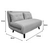 Josuane  pakoworld two-seater sofa bed, anthracite velvet, natural wooden legs, 122x80x81cm