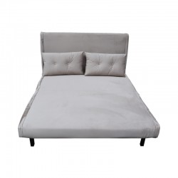 Καναπές-κρεβάτι Josuane I pakoworld διθέσιος βελούδο σε γκρι απόχρωση 122x80x81εκ