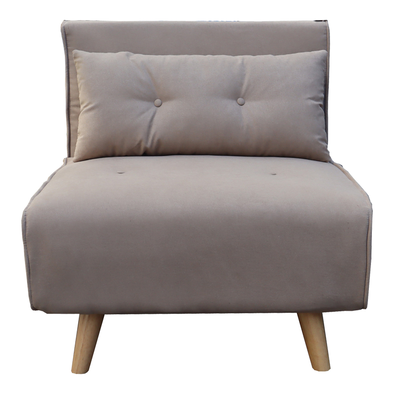 Πολυθρόνα-κρεβάτι Josuane I pakoworld μπεζ ύφασμα και ξύλινο πόδι σε φυσική απόχρωση 77x80x81εκ