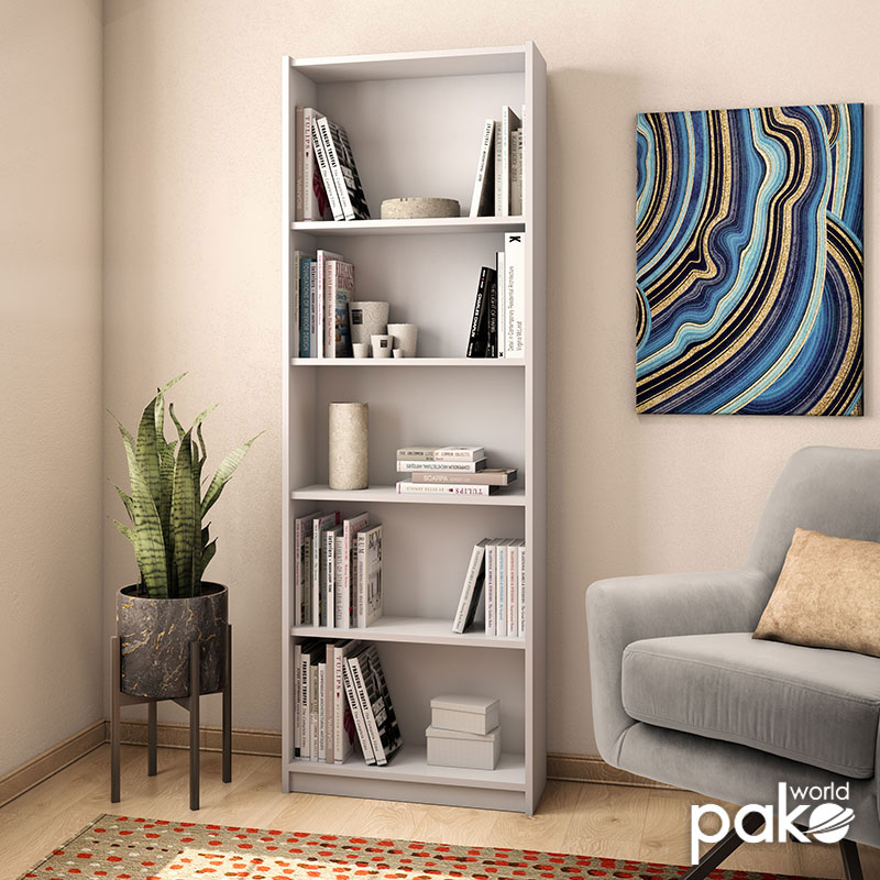 Bookcase Max pakoworld white 58x23x170 cm Bookcase Max pakoworld white 58x23x170 cm