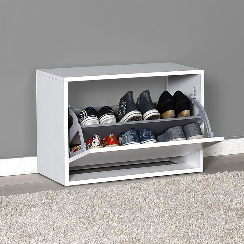 Shoes cabinet Step pakoworld 6 pairs in white color 60x30x42 cm Shoes cabinet Step pakoworld 6 pairs in white color 60x30x42 cm