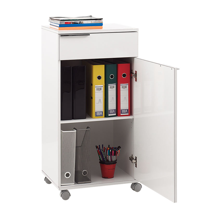 Cabinet Chad pakoworld mobile in white gloss color 50x40x100cm Cabinet Chad pakoworld mobile in white gloss color 50x40x100cm