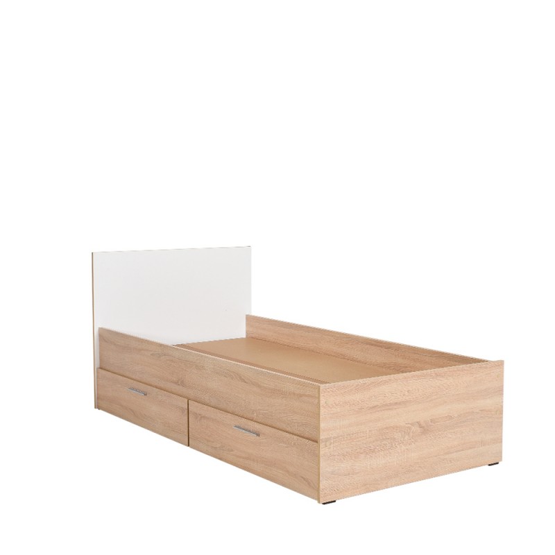 Bed Maeve pakoworld with storage space in white sonoma 90x190cm Bed Maeve pakoworld with storage space in white sonoma 90x190cm