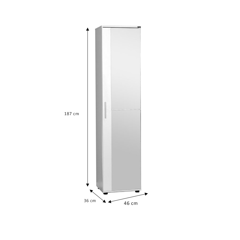 Entrance furniture-shoe cabinet Kanav pakoworld with mirror 20 pairs white 45x36x187cm Entrance furniture-shoe cabinet Kanav pakoworld with mirror 20 pairs white 45x36x187cm