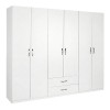 Ντουλάπα ρούχων Dormie pakoworld εξάφυλλη με συρτάρια σε λευκή απόχρωση 206x52x213εκ