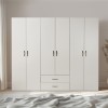Ντουλάπα ρούχων Dormie pakoworld εξάφυλλη με συρτάρια σε λευκή απόχρωση 206x52x213εκ