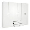 Ντουλάπα ρούχων Dormie pakoworld εξάφυλλη με συρτάρια σε λευκή απόχρωση 206x52x213εκ