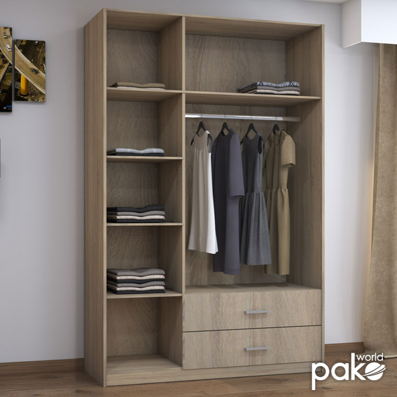 3 Door wardrobe Royal pakoworld with loft sonoma 150x58x230