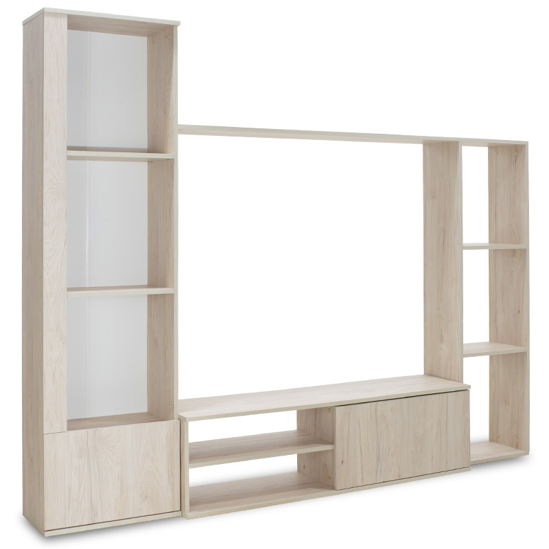 Σύνθετο σαλονιού Blossom pakoworld χρώμα sonoma light 220x32,4x177,5εκ Σύνθετο σαλονιού Blossom pakoworld χρώμα sonoma light 220x32,4x177,5εκ