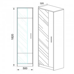 Ντουλάπα ρούχων Astra pakoworld μονόφυλη χρώμα sonoma-λευκό 50x32x182εκ