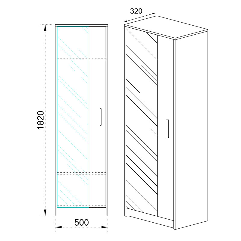 Closet Astra pakoworld in sonoma-white color 50x32x182cm Closet Astra pakoworld in sonoma-white color 50x32x182cm