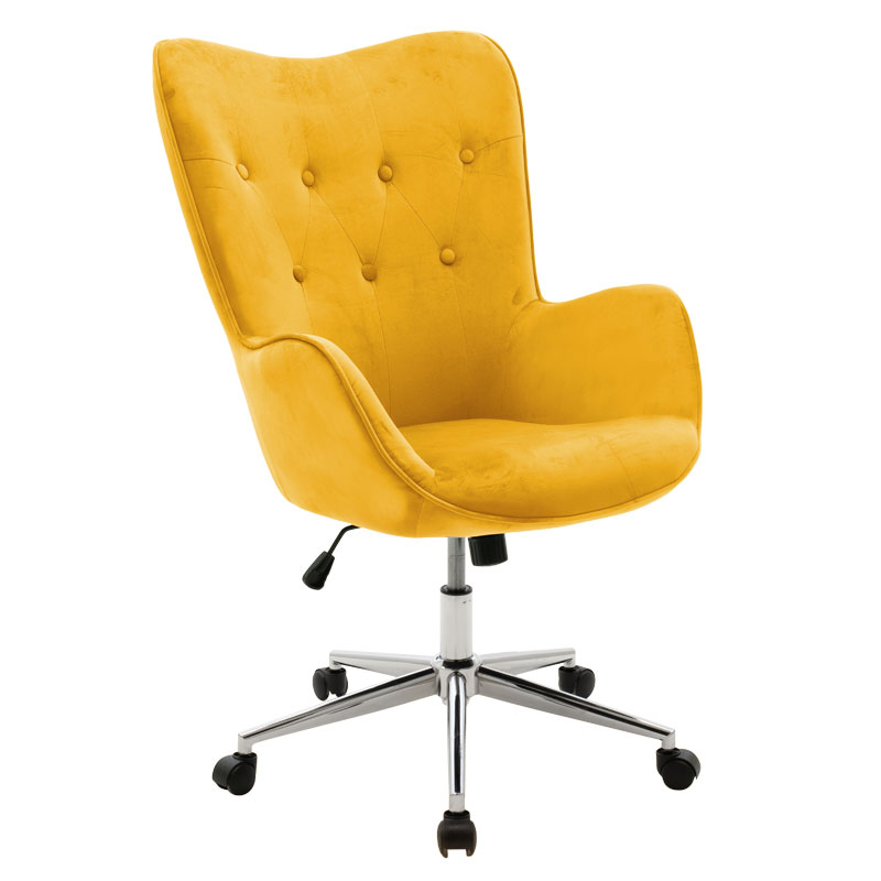 Καρέκλα γραφείου διευθυντή Kido pakoworld βελούδο κίτρινο