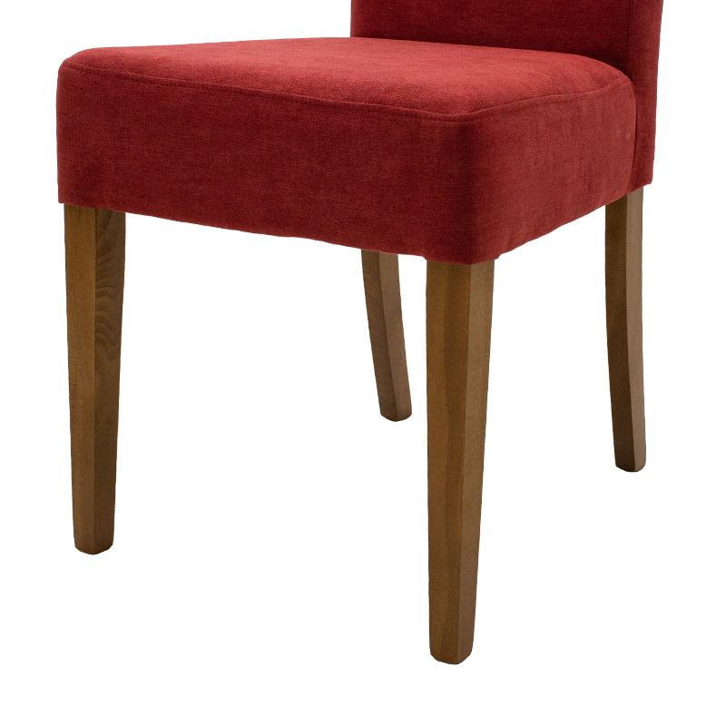 Καρέκλα Ditta pakoworld ύφασμα κόκκινο-πόδι μασίφ ξύλο καρυδί