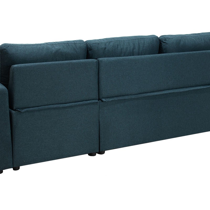 Γωνιακός καναπές κρεβάτι Marvel pakoworld αναστρέψιμος με αποθηκευτικό χώρο μπλε ύφασμα