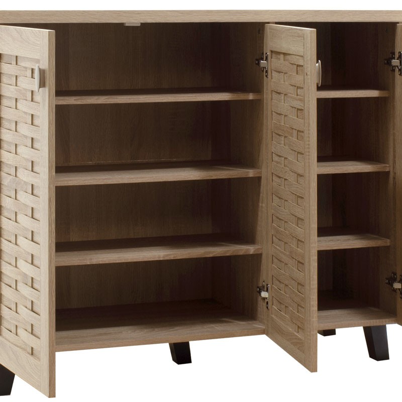 Παπουτσοθήκη-ντουλάπι MANTAM pakoworld 16 ζεύγων χρώμα sonoma 115,5x40x92εκ