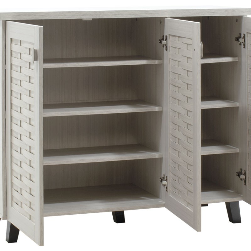 Παπουτσοθήκη-ντουλάπι MANTAM pakoworld 16 ζεύγων χρώμα λευκό-γκρι 115,5x40x92εκ