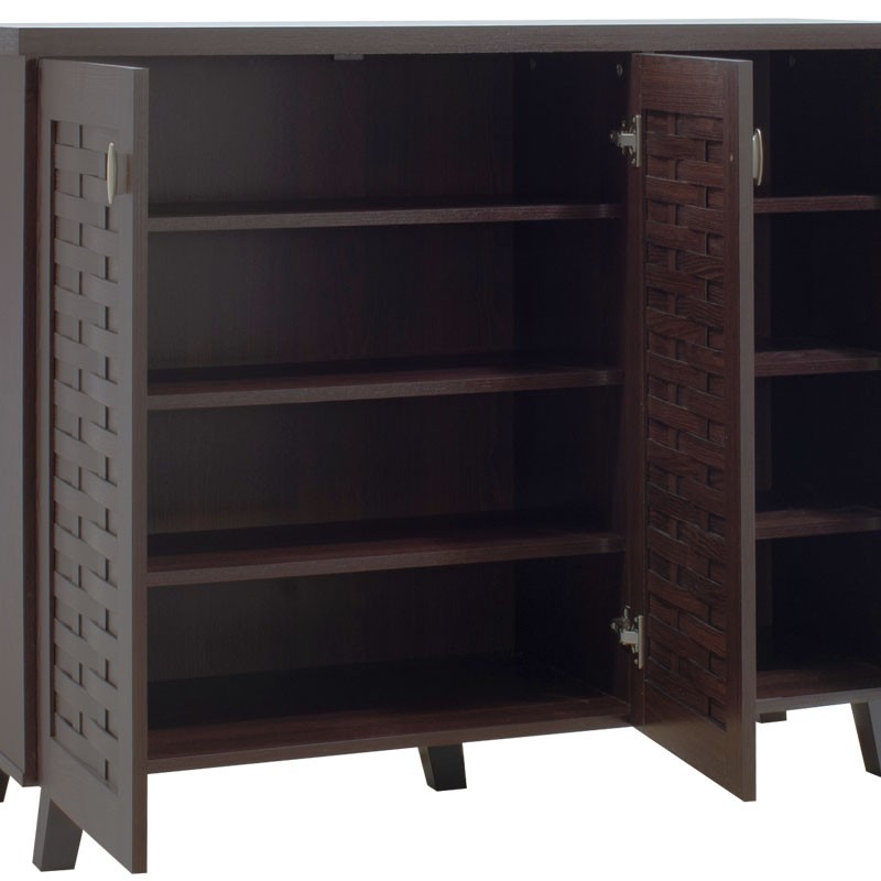 Παπουτσοθήκη-ντουλάπι MANTAM pakoworld 16 ζεύγων χρώμα καρυδί 115,5x40x92εκ