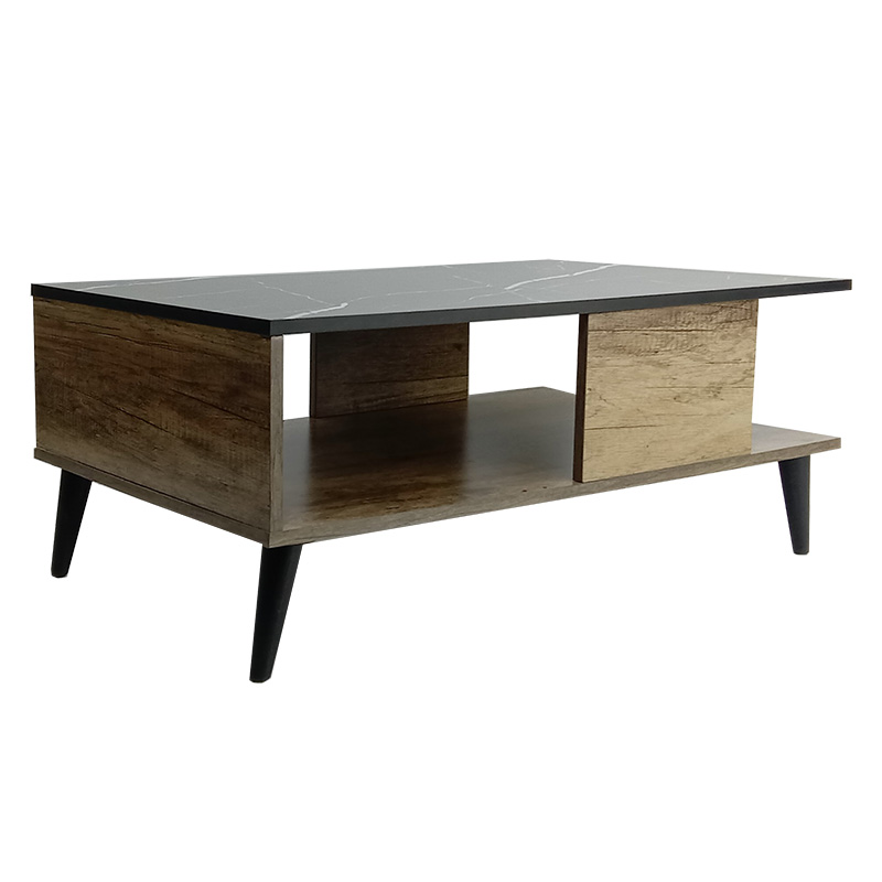 Coffee table Moses pakoworld color black marble-sonoma 90x54x37.5cm Coffee table Moses pakoworld color black marble-sonoma 90x54x37.5cm