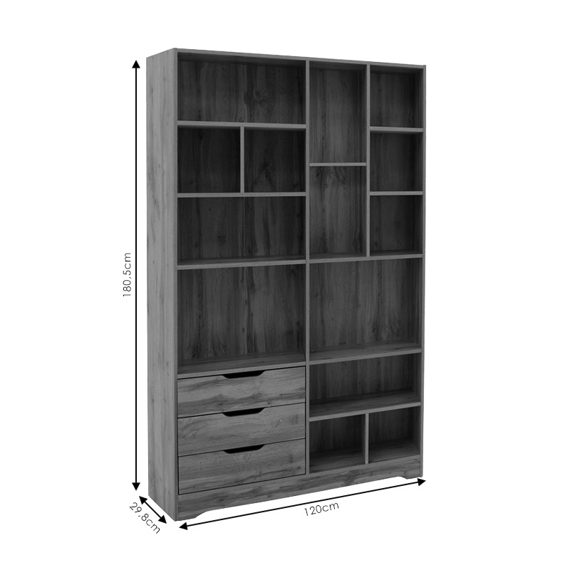 Bookcase Lucinda  pakoworld sonoma 120x29.8x180.5cm
