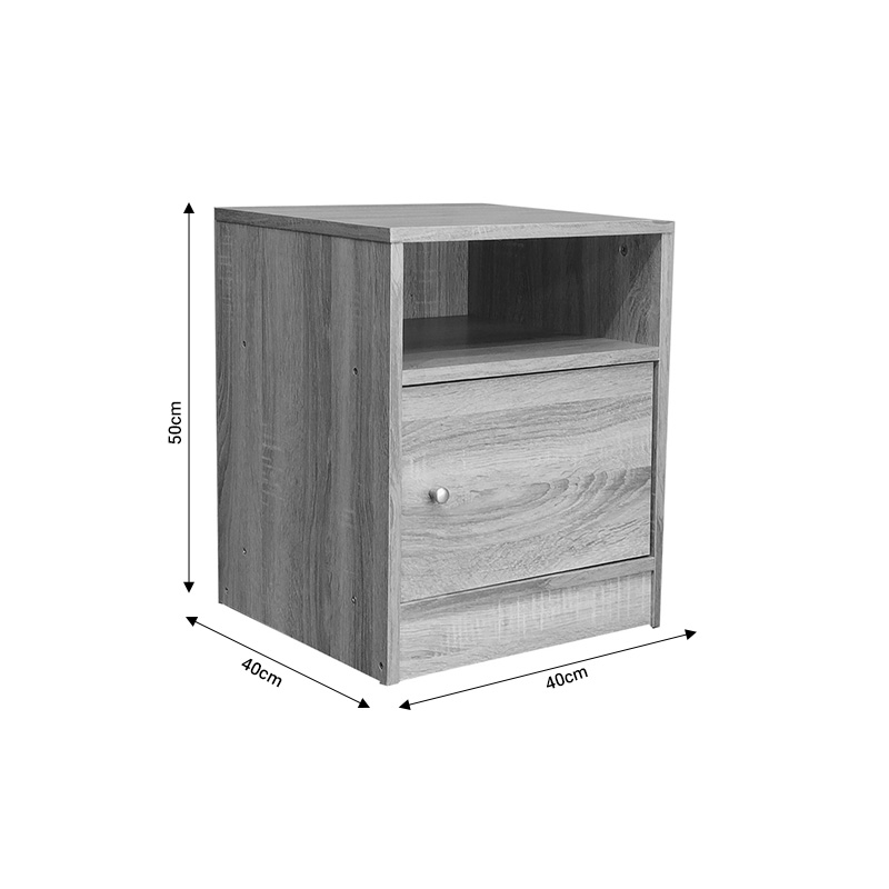 Foly pakoworld bedside table with a gray oak cabinet 40x40x50cm Foly pakoworld bedside table with a gray oak cabinet 40x40x50cm