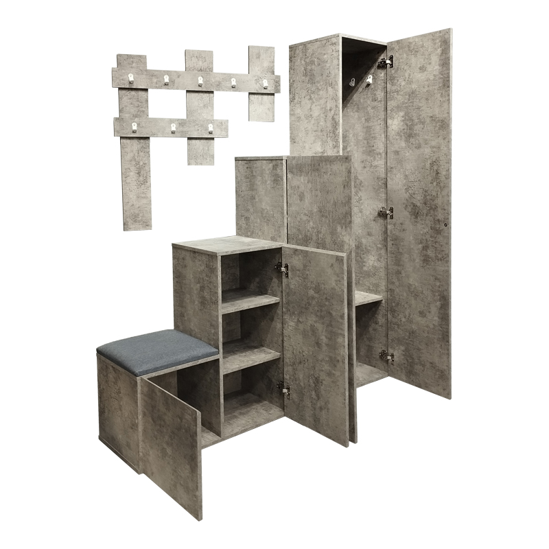 Nenich pakoworld entrance furniture in grey oak shade 150x37x180cm Nenich pakoworld entrance furniture in grey oak shade 150x37x180cm
