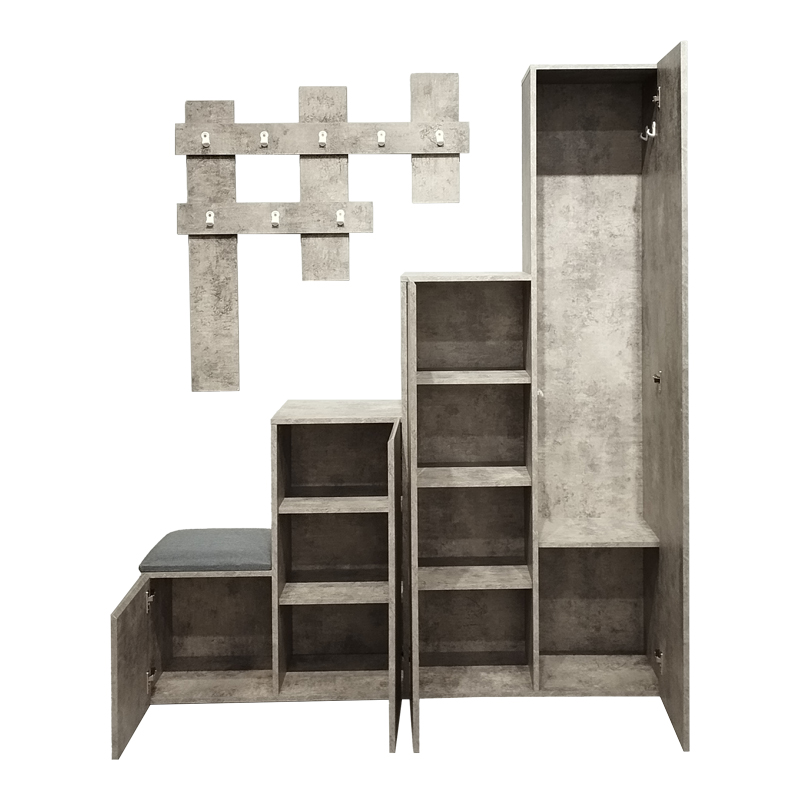 Nenich pakoworld entrance furniture in grey oak shade 150x37x180cm Nenich pakoworld entrance furniture in grey oak shade 150x37x180cm