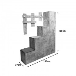 Nenich pakoworld entrance furniture in grey oak shade 150x37x180cm Nenich pakoworld entrance furniture in grey oak shade 150x37x180cm
