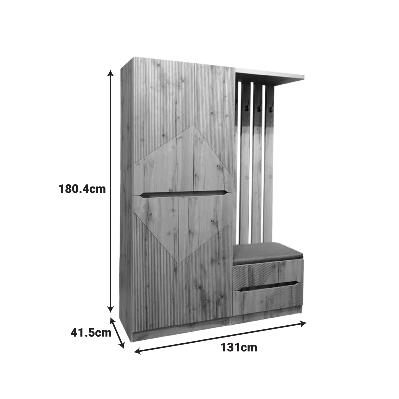 Zomie pakoworld entrance furniture in oak shade 131x41.5x180.4cm Zomie pakoworld entrance furniture in oak shade 131x41.5x180.4cm