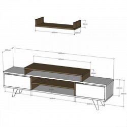 Tv Unit Melis pakoworld in walnut- black color 160x30x48cm Tv Unit Melis pakoworld in walnut- black color 160x30x48cm