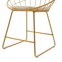 Καρέκλα Seth pakoworld μέταλλο χρυσό-μαξιλάρι PVC λευκό