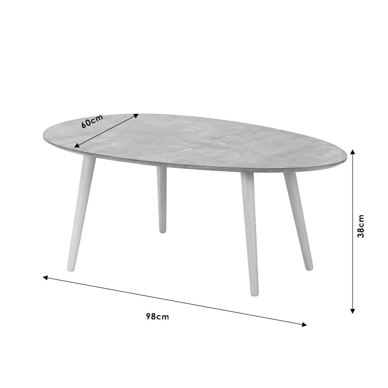 Coffee table HAMILTON pakoworld grey cement-natural 98x60x38cm Coffee table HAMILTON pakoworld grey cement-natural 98x60x38cm