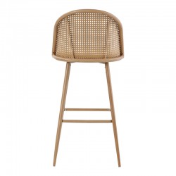 Bar stool Kace pakoworld pe rattan natural-fabric natural-metal natural 43x55x102cm Bar stool Kace pakoworld pe rattan natural-fabric natural-metal natural 43x55x102cm