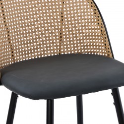 Bar stool Kace pakoworld pe rattan natural-pu dark grey-metal black 43x55x102cm Bar stool Kace pakoworld pe rattan natural-pu dark grey-metal black 43x55x102cm