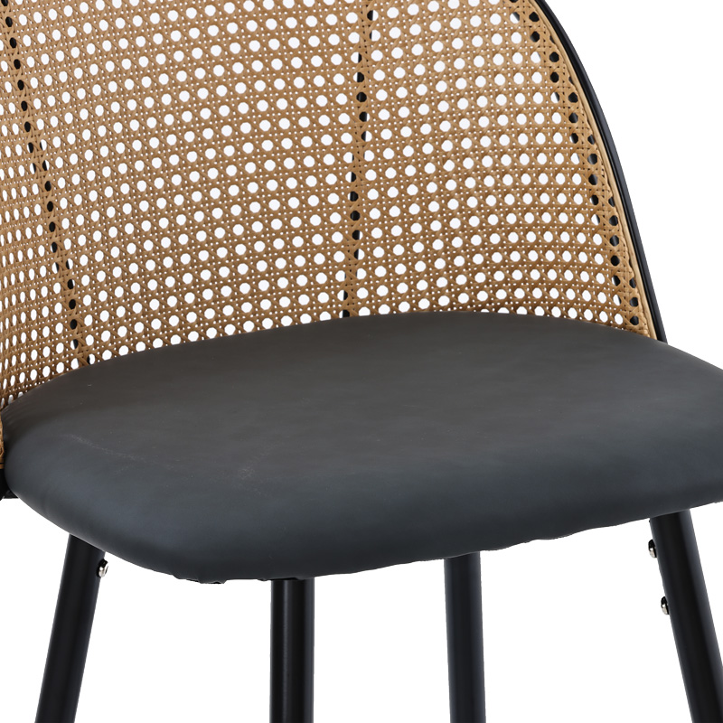 Bar stool Kace pakoworld pe rattan natural-pu dark grey-metal black 43x55x102cm Bar stool Kace pakoworld pe rattan natural-pu dark grey-metal black 43x55x102cm