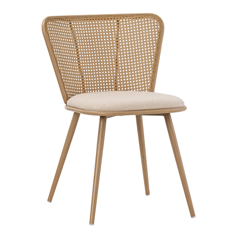 Daniele chair pakoworld pe rattan beige-fabric beige-metal natural 46.5x57.5x77.5cm Daniele chair pakoworld pe rattan beige-fabric beige-metal natural 46.5x57.5x77.5cm