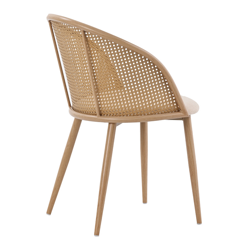 Καρέκλα Riccardo pakoworld φυσικό pe rattan-μπεζ ύφασμα-φυσικό μέταλλο 56x52x82εκ