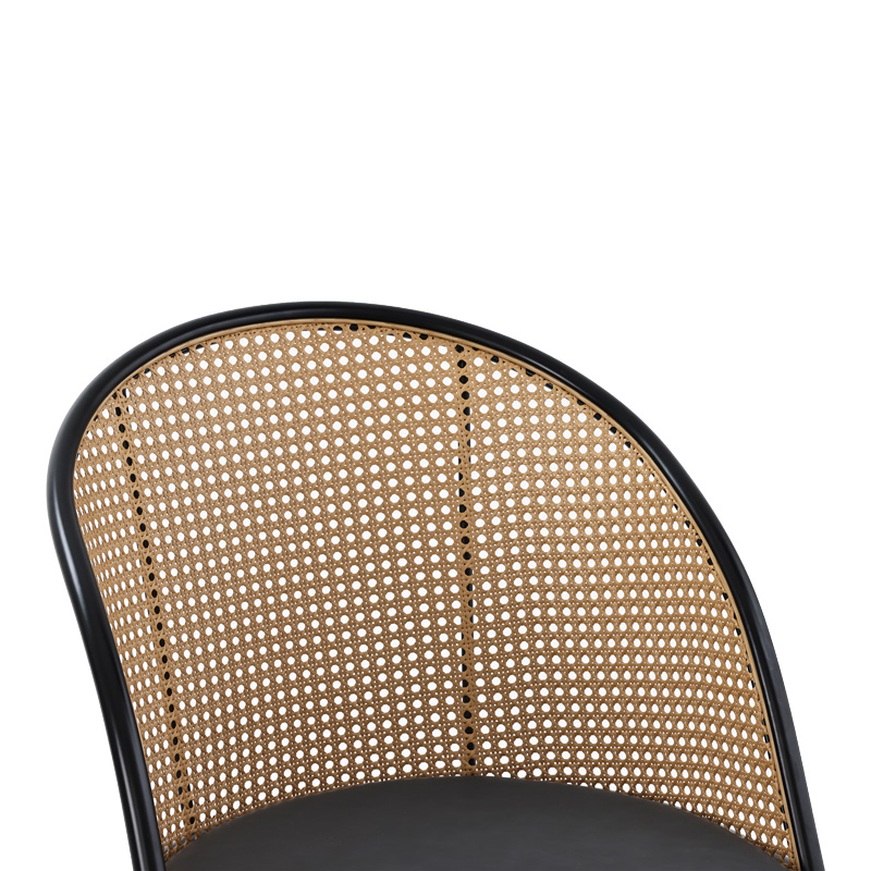 Riccardo chair pakoworld pe rattan beige-pu black grey-metal black 56x52x82cm Riccardo chair pakoworld pe rattan beige-pu black grey-metal black 56x52x82cm