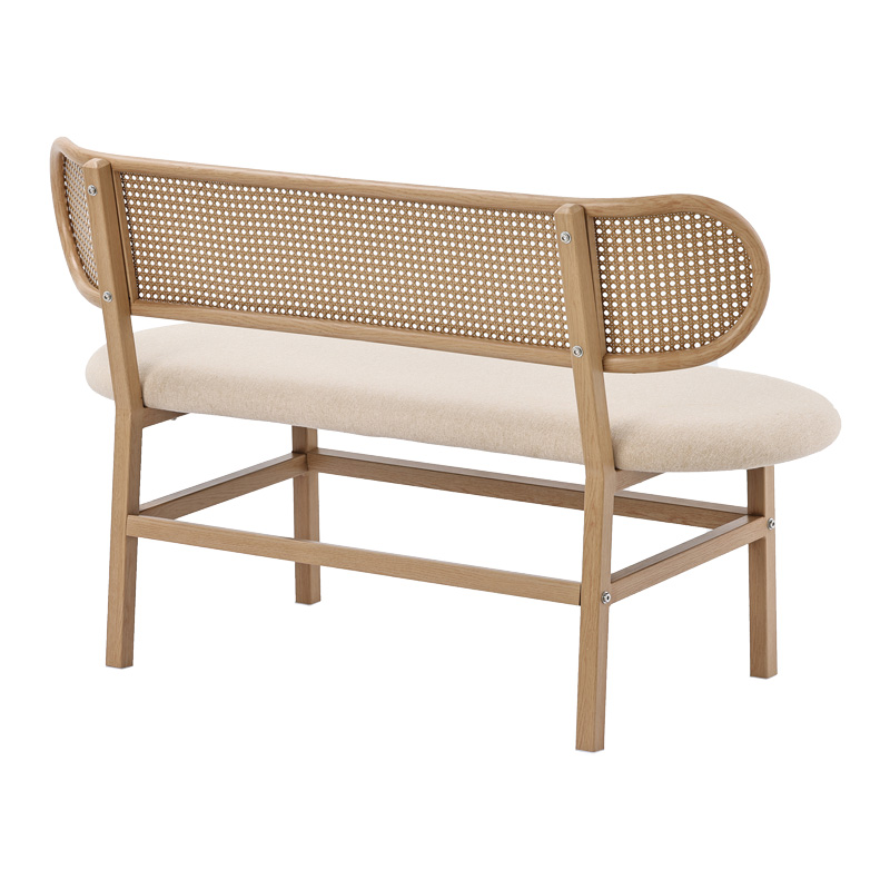 2 seater sofa Enrico chair pakoworld pe rattan beige-fabric beige-metal natural 121x51.5x75cm