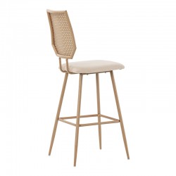 Bar stool Camilla pakoworld pe rattan natural-fabric natural-metal natural 47.5x58x117cm Bar stool Camilla pakoworld pe rattan natural-fabric natural-metal natural 47.5x58x117cm