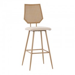 Bar stool Camilla pakoworld pe rattan natural-fabric natural-metal natural 47.5x58x117cm Bar stool Camilla pakoworld pe rattan natural-fabric natural-metal natural 47.5x58x117cm