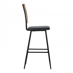 Bar stool Camilla pakoworld pe rattan natural-pu black-metal black 47.5x58x117cm Bar stool Camilla pakoworld pe rattan natural-pu black-metal black 47.5x58x117cm
