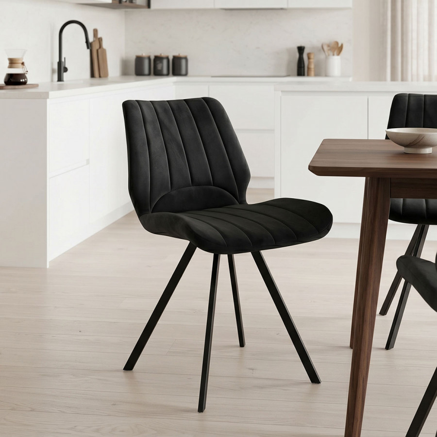 Chair Sabia pakoworld velvet black-black metal leg 46x55x80cm