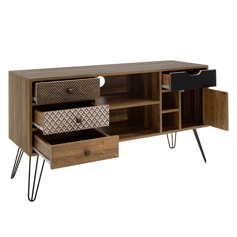 Tv unit Boho pakoworld in walnut color 120x39x64cm