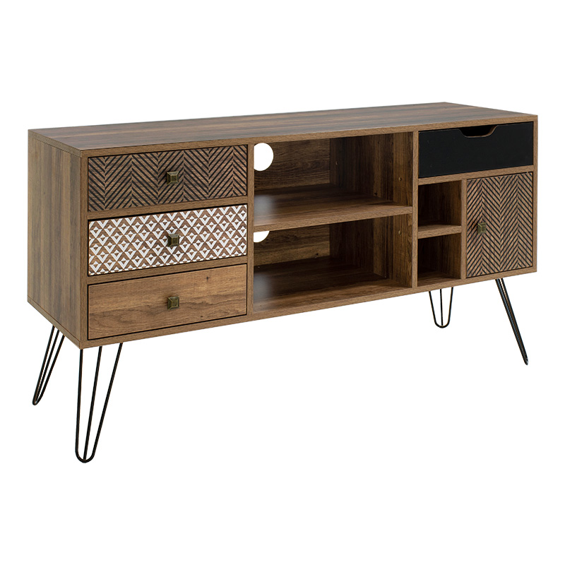 Tv unit Boho pakoworld in walnut color 120x39x64cm