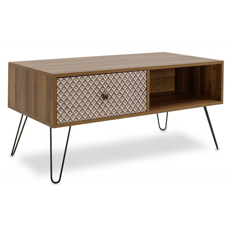 Coffee table dresser Boho pakoworld in walnut color 100x50x46cm Coffee table dresser Boho pakoworld in walnut color 100x50x46cm