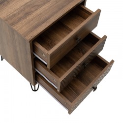 Nightstand Boho pakoworld  with 3 drawers in walnut color 40x40x59cm