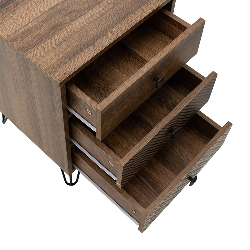 Nightstand Boho pakoworld  with 3 drawers in walnut color 40x40x59cm